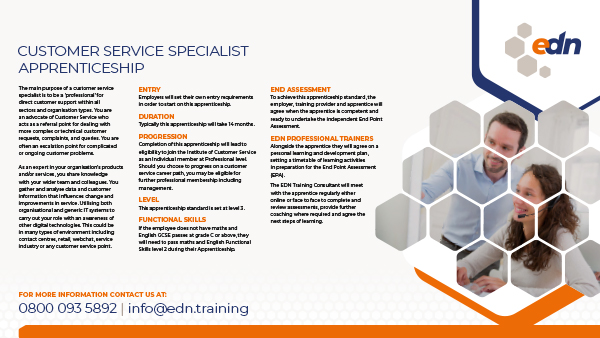 Customer Service Specialist Apprenticeship fact sheet