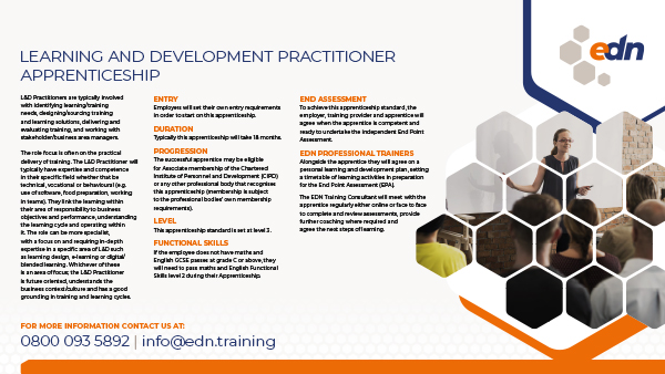 Learning and Development Practitioner Apprenticeship fact sheet