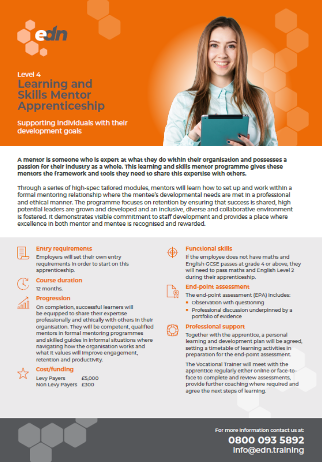 Learning and Skills Mentor Apprenticeship fact sheet