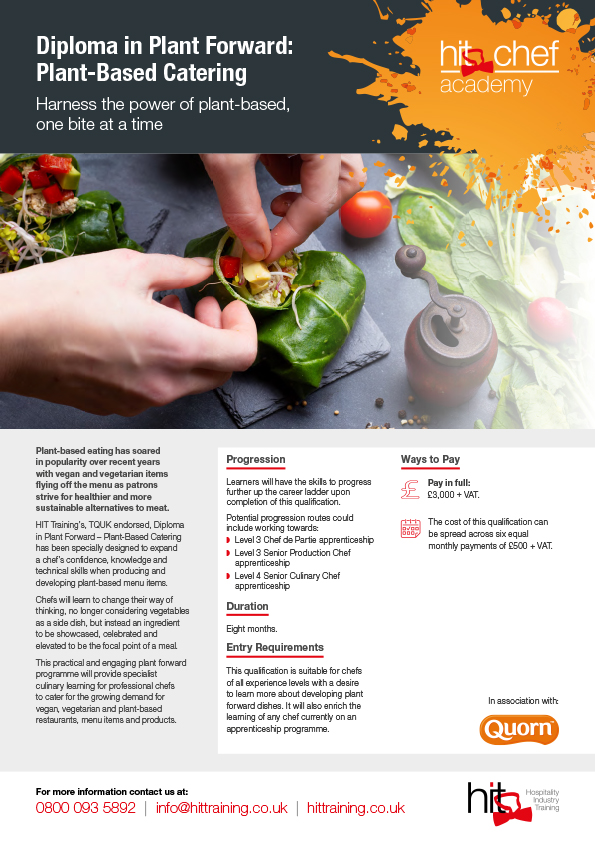 Level 2 Diploma in Plant Forward – Plant-Based Catering facesheet
