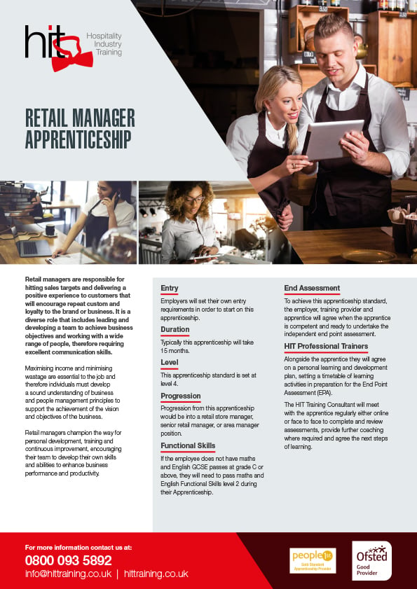 Retail Manager Apprenticeship facesheet
