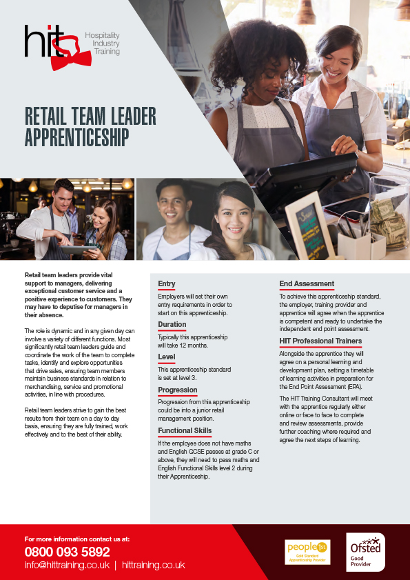 Retail Team Leader Apprenticeship facesheet